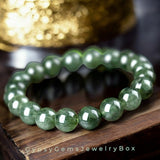 Jade - Nephrite Dark Green Forest Custom Size Round Smooth Stretch (8mm) Natural Gemstone Crystal Energy Bead Bracelet