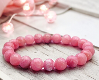 Rhodochrosite Pink Rose Argentina Custom Size Round Smooth Stretch(8mm) Natural Gemstone Crystal Energy Bead Bracelet