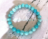 Turquoise - Blue Howlite Custom Size Round Smooth Stretch (8mm or 10mm) Natural Gemstone Crystal Energy Bead Bracelet