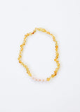 Polished Honey Baltic Amber + Rose Quartz || Necklace