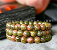 Unakite Custom Size Round Smooth Stretch (8mm) Natural Gemstone Crystal Energy Bead Bracelet