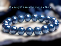 Sapphire Blue Kashmir Custom Size Round Smooth Stretch (8mm) Natural Gemstone Crystal Energy Bead Bracelet