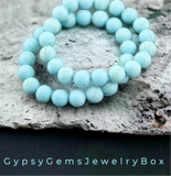 Turquoise - Blue Magnesite Frost Matte Rustic, Custom Size, Round Stretch (8mm) Natural Gemstone Crystal Energy Bead Bracelet