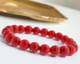 Red Coral Custom Size Round Smooth Stretch(8mm) Natural Gemstone Crystal Energy Bead Bracelet