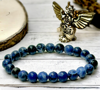 Sodalite Custom Size Dark Blue Round Smooth Stretch (8mm) Natural Gemstone Crystal Energy Bead Bracelet