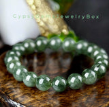 Jade - Nephrite Dark Green Forest Custom Size Round Smooth Stretch (8mm) Natural Gemstone Crystal Energy Bead Bracelet