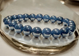 Sapphire Deep Blue Round Smooth Stretch (8mm) Natural Gemstone Crystal Energy Bead Bracelet