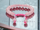 Quartz - Rose Quartz Pink Madagascar Braided Macrame Adjustable Sliding Knot Round Smooth (8mm) Natural Gemstone Crystal Energy Bead Bracelet