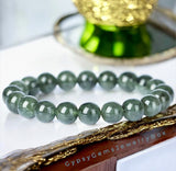 Jade - Nephrite Dark Green Forest Custom Size Round Smooth Stretch (8mm) Natural Gemstone Crystal Energy Bead Bracelet