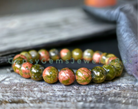 Unakite Custom Size Round Smooth Stretch (8mm) Natural Gemstone Crystal Energy Bead Bracelet