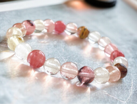 Quartz - Volcano Cherry Custom Size Round Smooth Stretch(8mm) Natural Gemstone Crystal Energy Bead Bracelet