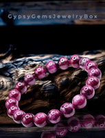 Ruby - Burmese Ruby Myanmar Custom Size•High Grade•AAA+++ Round Smooth Stretch (8mm) Natural Gemstone Crystal Energy Bracelet