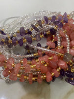 Waist Beads•Custom Size Round Smooth, Choice of Stretch/Tie/Adjustable Clasp(6mm) Natural Gemstone Crystal Energy Bead Waist Jewelry