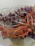 Waist Beads•Custom Size Round Smooth, Choice of Stretch/Tie/Adjustable Clasp(6mm) Natural Gemstone Crystal Energy Bead Waist Jewelry