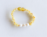 Raw Honey Baltic Amber + Pearls || Anklet or Bracelet
