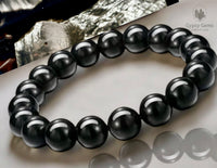 Shungite Custom Size Round Smooth Stretch (10mm) Natural Gemstone Crystal Energy Bead Bracelet