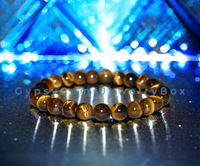 Tiger’s Eye - Yellow Golden Custom Size Round Smooth Stretch (8mm) Natural Gemstone Crystal Energy Bead Bracelet