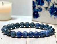 Sodalite Custom Size Dark Blue Round Smooth Stretch (8mm) Natural Gemstone Crystal Energy Bead Bracelet