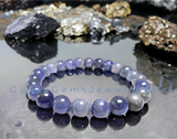 Tanzanite Purple Blue Indigo Custom Size Round Smooth Stretch (8mm) Natural Gemstone Crystal Energy Bead Bracelet