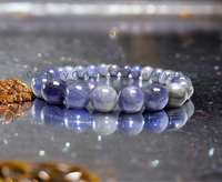 Tanzanite Purple Blue Indigo Genuine High Quality Custom Size Round Smooth Stretch (8mm) Natural Gemstone Crystal Energy Bead Bracelet