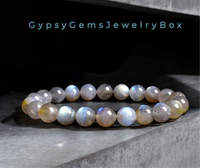 Labradorite - Rainbow Custom Size Round Smooth Stretch (8mm) Natural Gemstone Crystal Energy Bead Bracelet