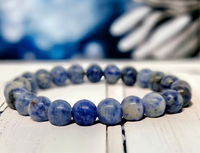 Sodalite Blue Gray Custom Size Round Smooth Stretch (8mm) Natural Gemstone Crystal Energy Bead Bracelet