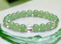 Aventurine Green•Clear Quartz Crystal•Custom Size•Round Smooth Stretch (8mm) Natural Gemstone Crystal Energy Bead Bracelet