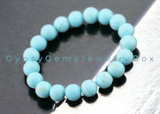 Turquoise - Blue Magnesite Frost Matte Rustic, Custom Size, Round Stretch (8mm) Natural Gemstone Crystal Energy Bead Bracelet