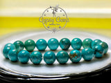 Turquoise - Genuine Natural Green Peacock Copper Vein Turquoise, Custom Size, Round Stretch (8mm) Natural Gemstone Crystal Energy Bead Bracelet