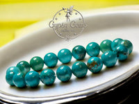 Turquoise - Genuine Natural Green Peacock Copper Vein Turquoise, Custom Size, Round Stretch (8mm) Natural Gemstone Crystal Energy Bead Bracelet