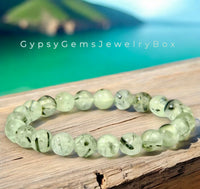 Prehnite Custom Size Round Smooth Stretch (8mm) Natural Gemstone Crystal Energy Bead Bracelet