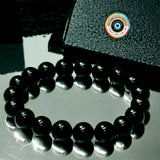 Shungite Custom Size Round Smooth Stretch (10mm) Natural Gemstone Crystal Energy Bead Bracelet
