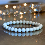 Moonstone - White - Snow White High Sheen Moonstone Custom Size Round Smooth Stretch (8mm) Natural Gemstone Crystal Energy Bead Bracelet