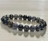 Iolite Blue Water Sapphire Cordierite Dichroite AA+ Round Smooth Stretch (8mm) Natural Gemstone Crystal Energy Bead Bracelet