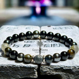 Tiger’s Eye - Blue Tiger Eye•Black Onyx•Labradorite•Hematite•Black Matte Agate•Custom Size Round Smooth Stretch (8mm) Natural Gemstone Crystal Energy Bead Bracelet