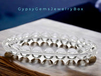 Quartz - Clear Quartz Crystal Round Smooth Stretch  (8mm) Natural Gemstone Crystal Energy Bead Bracelet