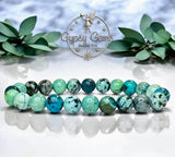 Turquoise - Green Skin Howlite Custom Size Round Smooth Stretch (8mm) Natural Gemstone Crystal Energy Bead Bracelet