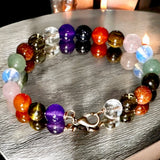 Intention -  Workplace Zen Space - Aventurine, Smokey Quartz, Clear Quartz, Carnelian, Amethyst, Tiger Eye, and Blue Gold Stone, Rose Quartz - Round Smooth - Choice of  Copper/Silver/Gold/Stretch (Natural Gemstone Crystal Energy Bead Bracelet