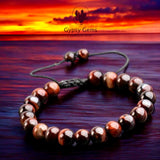 Tiger’s Eye - Red Braided Macrame Adjustable Sliding Knot Round Smooth (8mm) Natural Gemstone Crystal Energy Bead Bracelet