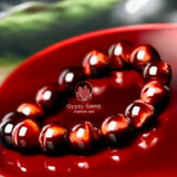 Tiger’s Eye - Red Custom Size Round Smooth Stretch (10mm Grande) Natural Gemstone Crystal Energy Bead Bracelet