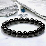 Tourmaline - Black Custom Size Round Smooth Stretch (8mm) Natural Gemstone Crystal Energy Bead Bracelet