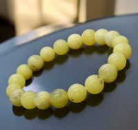 Jade - Jadeite Lemon Yellow Custom Size Round Smooth Stretch (8mm) Natural Gemstone Crystal Energy Bead Bracelet