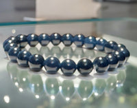 Sapphire Deep Blue Round Smooth Stretch (8mm) Natural Gemstone Crystal Energy Bead Bracelet