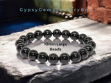 Onyx - Black Onyx Custom Size Round Smooth Stretch (10mm) Grande Large Beads Natural Gemstone Crystal Energy Bead Bracelet