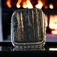 Tourmaline Black Raw Square Natural Gemstone .925 Sterling Silver Statement Ring (Size 7)