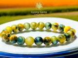 Tiger’s Eye - Dream Honey Blue Tiger’s Eye Custom Size Round Smooth Stretch (8mm) Natural Gemstone Crystal Energy Bead Bracelet