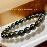 Obsidian - Ice Obsidian•Smokey Brown Obsidian•Back Lace Obsidian•Custom Size•Round Smooth Stretch (8mm) Natural Gemstone Crystal Energy Bead Bracelet