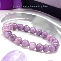 Lepidolite Purple Mica Custom Size Round Smooth Stretch (8mm) Natural Gemstone Crystal Energy Bead Bracelet