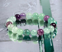 Fluorite Rainbow Custom Size Purple Green Round Smooth Stretch (8mm) Natural Gemstone Crystal Energy Bead Bracelet