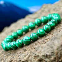 Malachite Custom Size Round Smooth Stretch (8mm) Natural Gemstone Crystal Energy Bead Bracelet